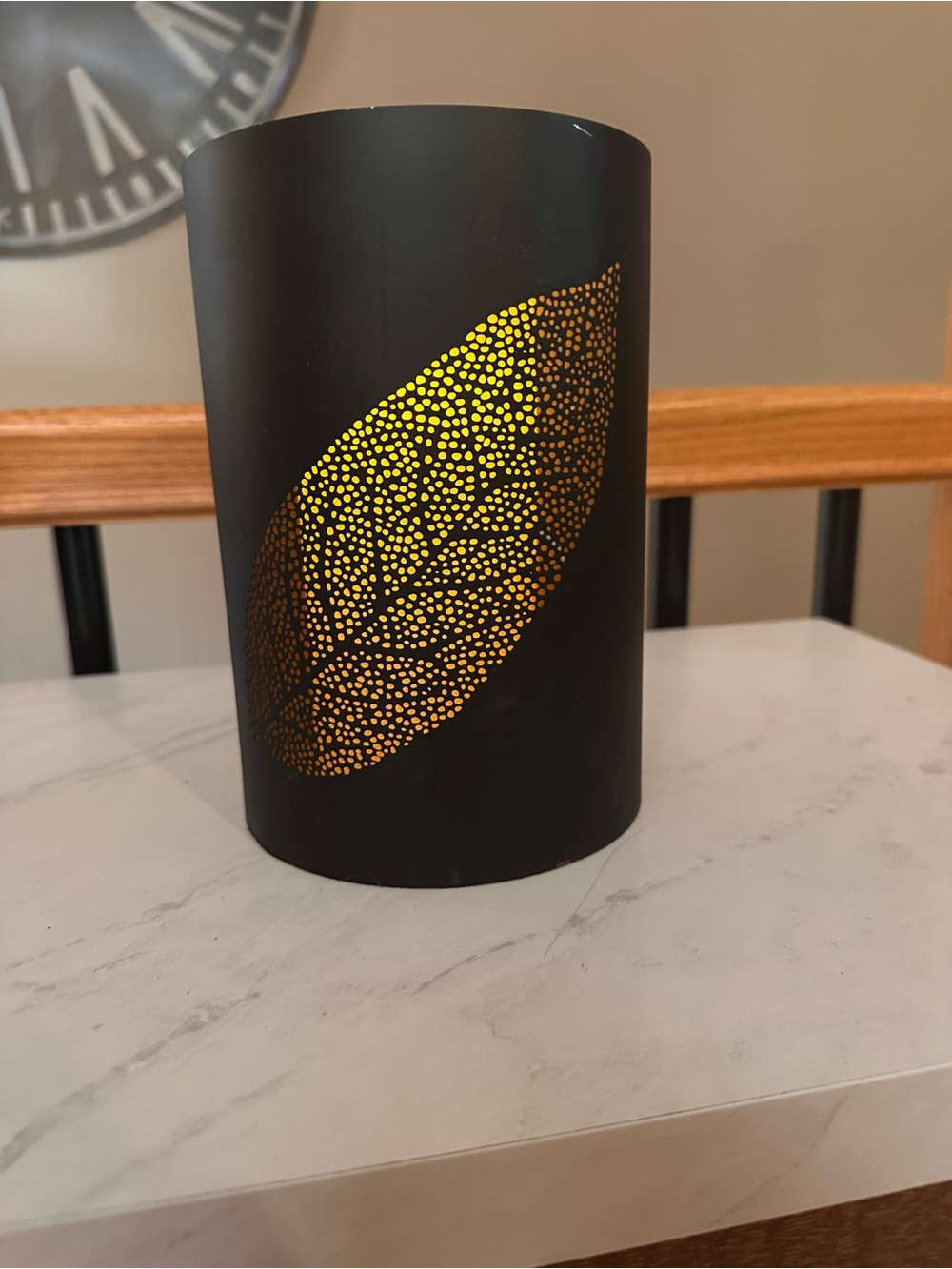 Crate & Barrel - Black Metal Leaf Luminary with Gold Interior